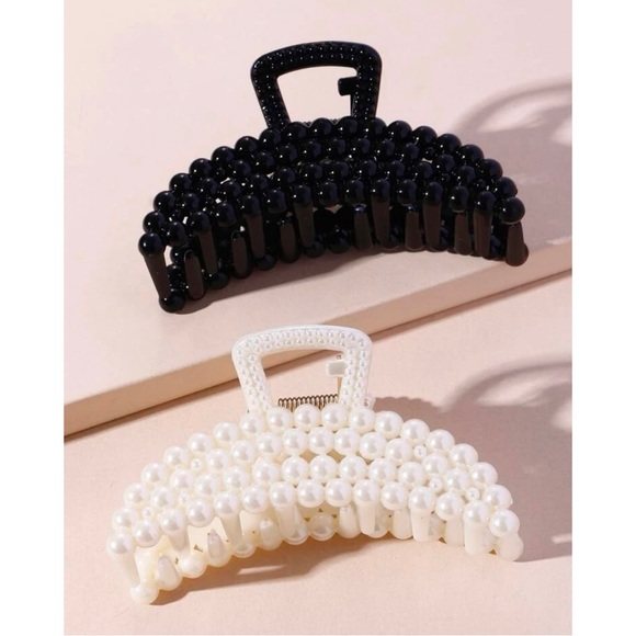 2pcs Faux Pearl Hair Claw - Picture 4 of 11